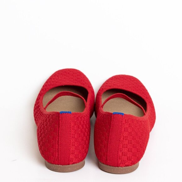 Rothys Mary Jane Ballet Flats Red The Max Square Crisp Basketweave - Picture 7 of 16